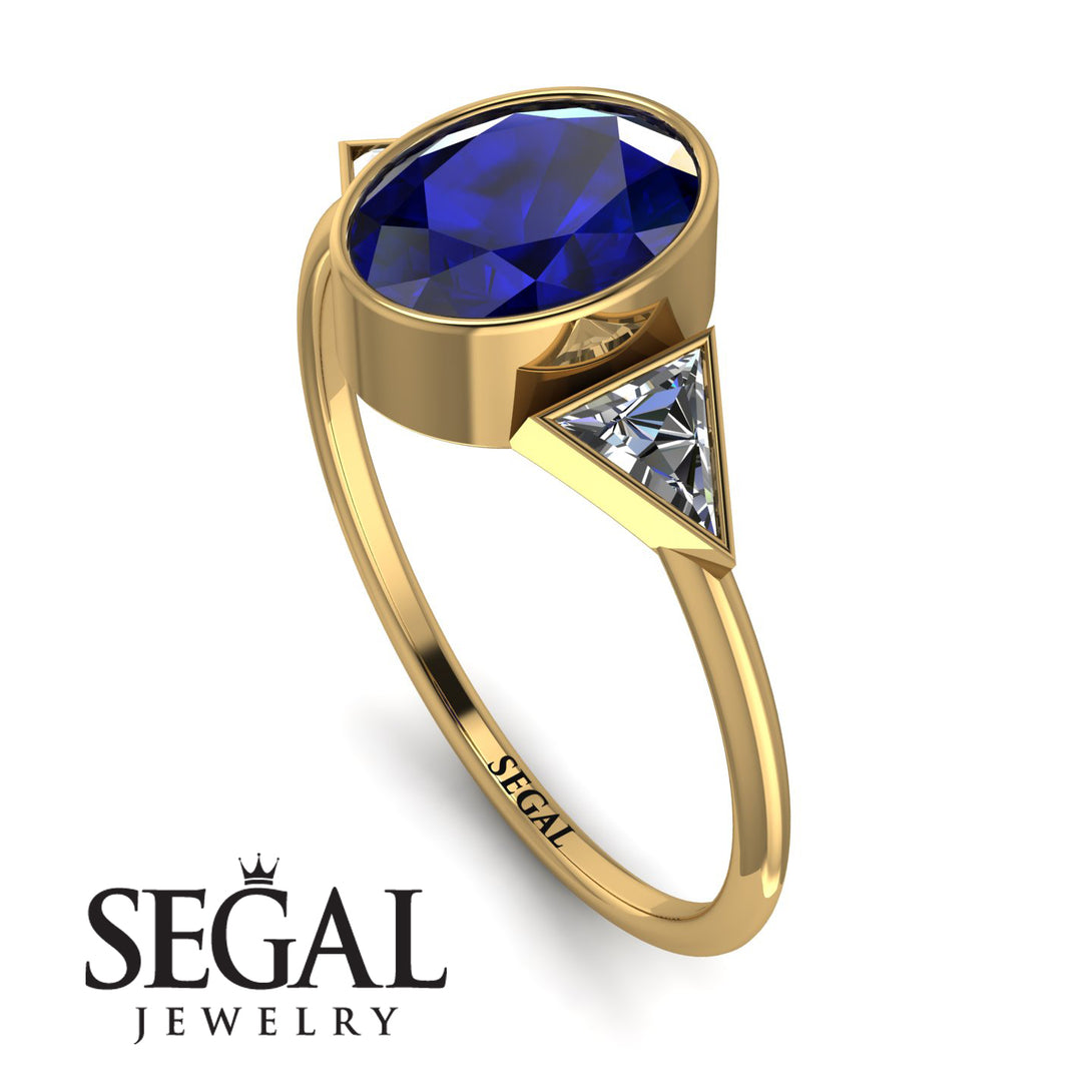 Geometrical Bezel Sapphire Ring - Trinity No. 61