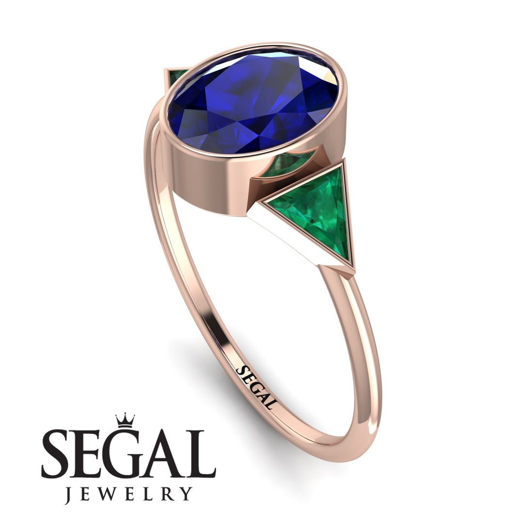 Geometrical Bezel Sapphire Ring - Trinity No. 65