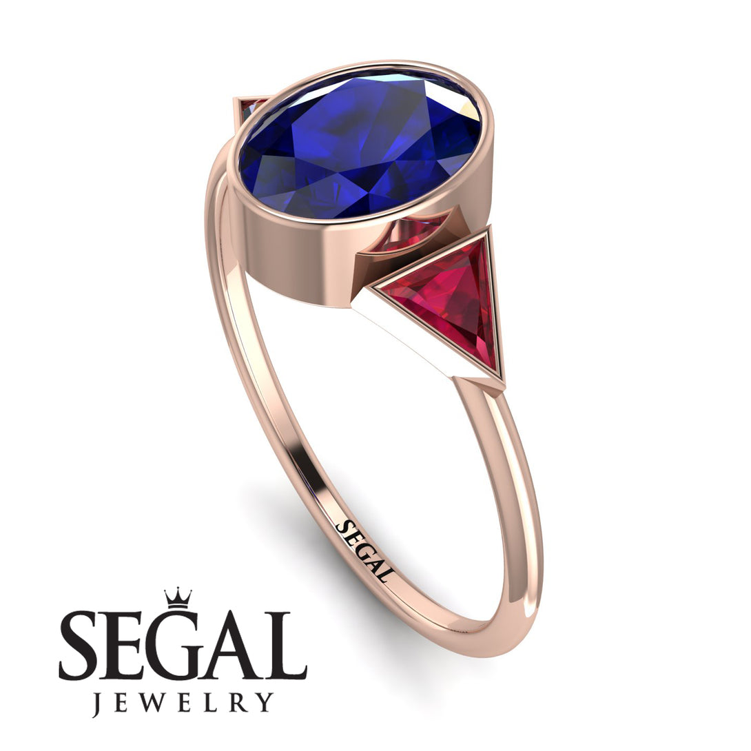 Geometrical Bezel Sapphire Ring - Trinity No. 71