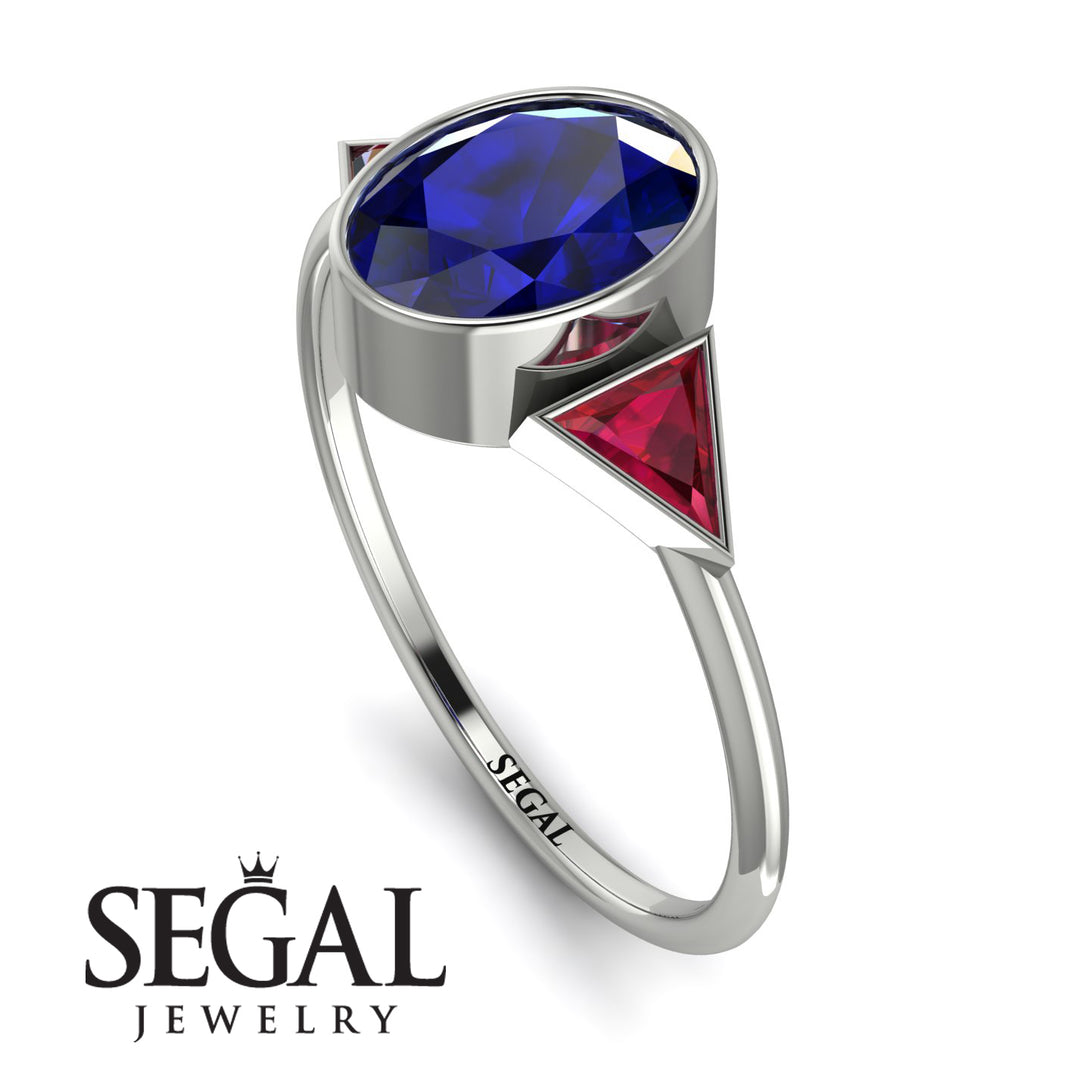 Geometrical Bezel Sapphire Ring - Trinity No. 72