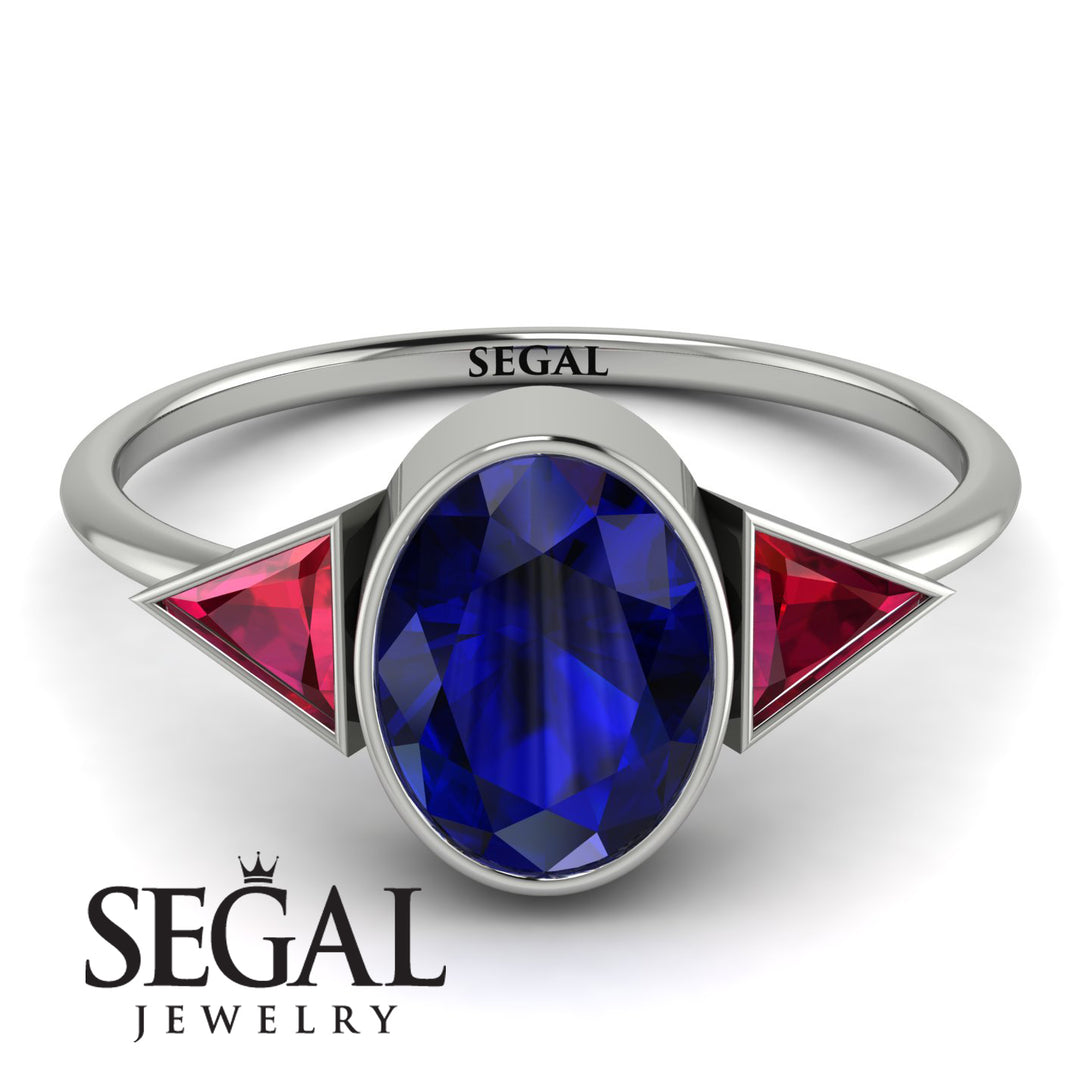 Geometrical Bezel Sapphire Ring - Trinity No. 72