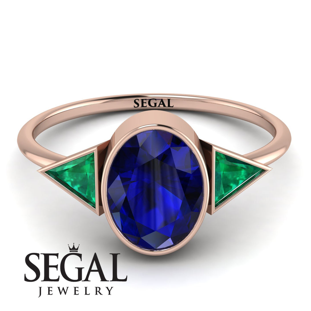 Geometrical Bezel Sapphire Ring - Trinity No. 65