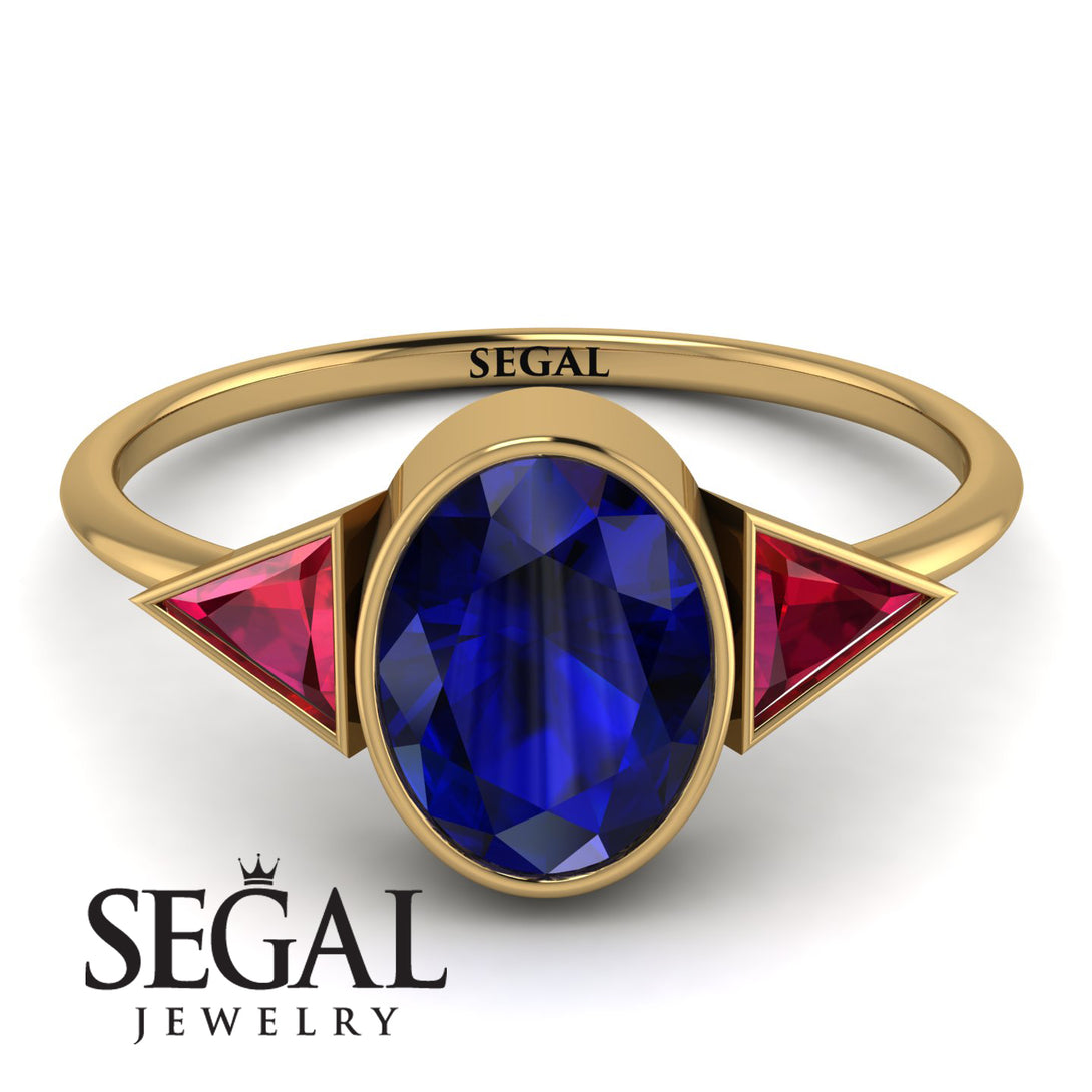 Geometrical Bezel Sapphire Ring - Trinity No. 70