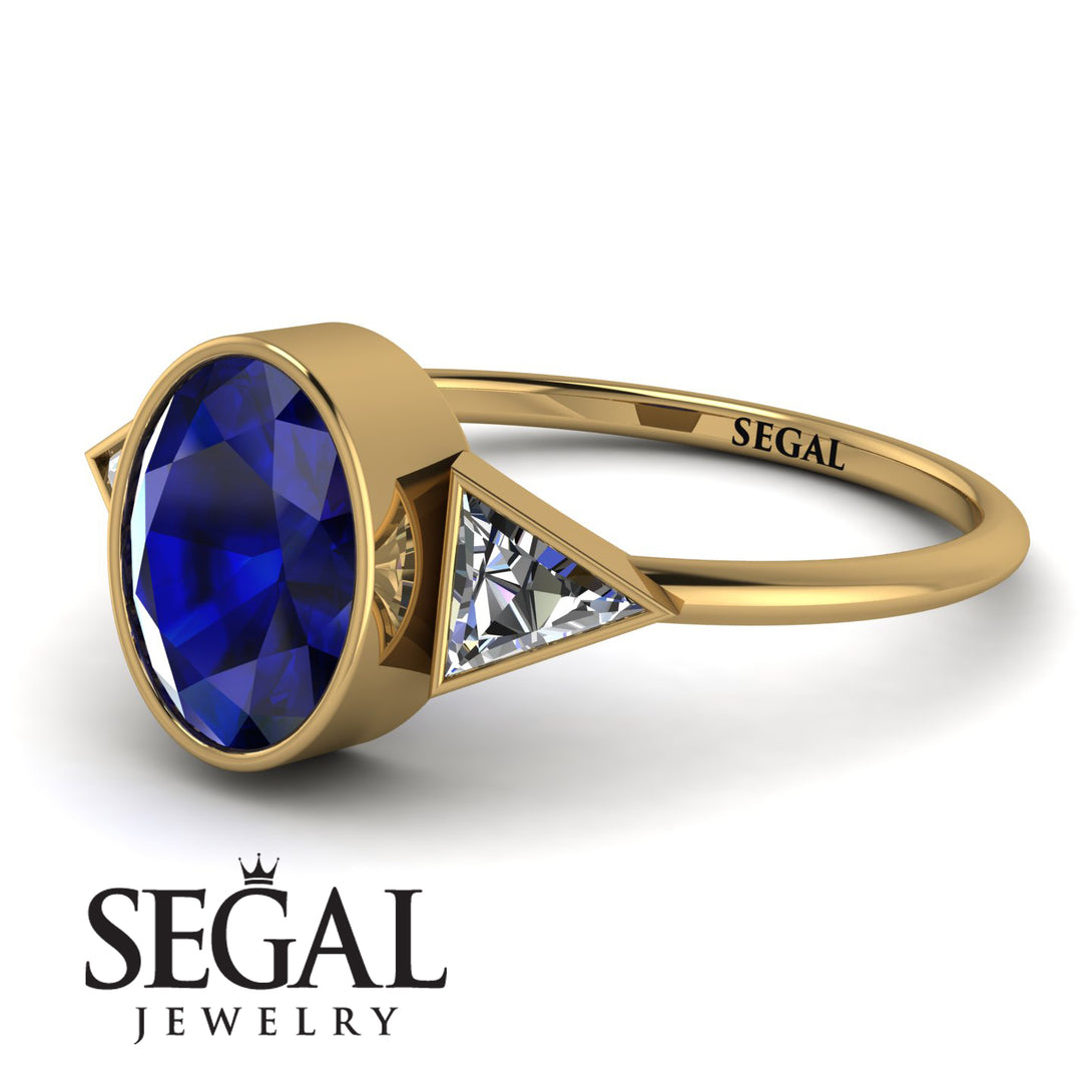 Geometrical Bezel Sapphire Ring - Trinity No. 61