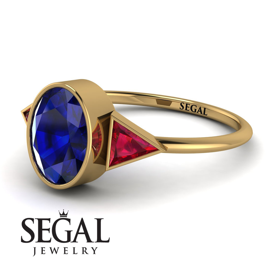 Geometrical Bezel Sapphire Ring - Trinity No. 70