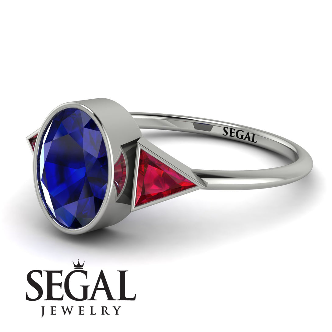 Geometrical Bezel Sapphire Ring - Trinity No. 72