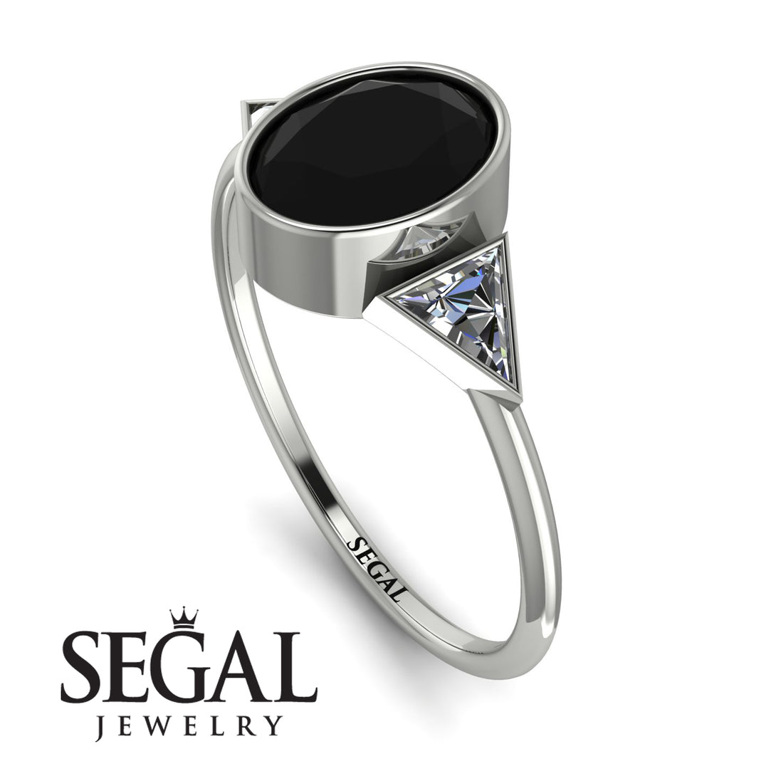 Geometrical Bezel Black Diamond Ring - Trinity No. 33