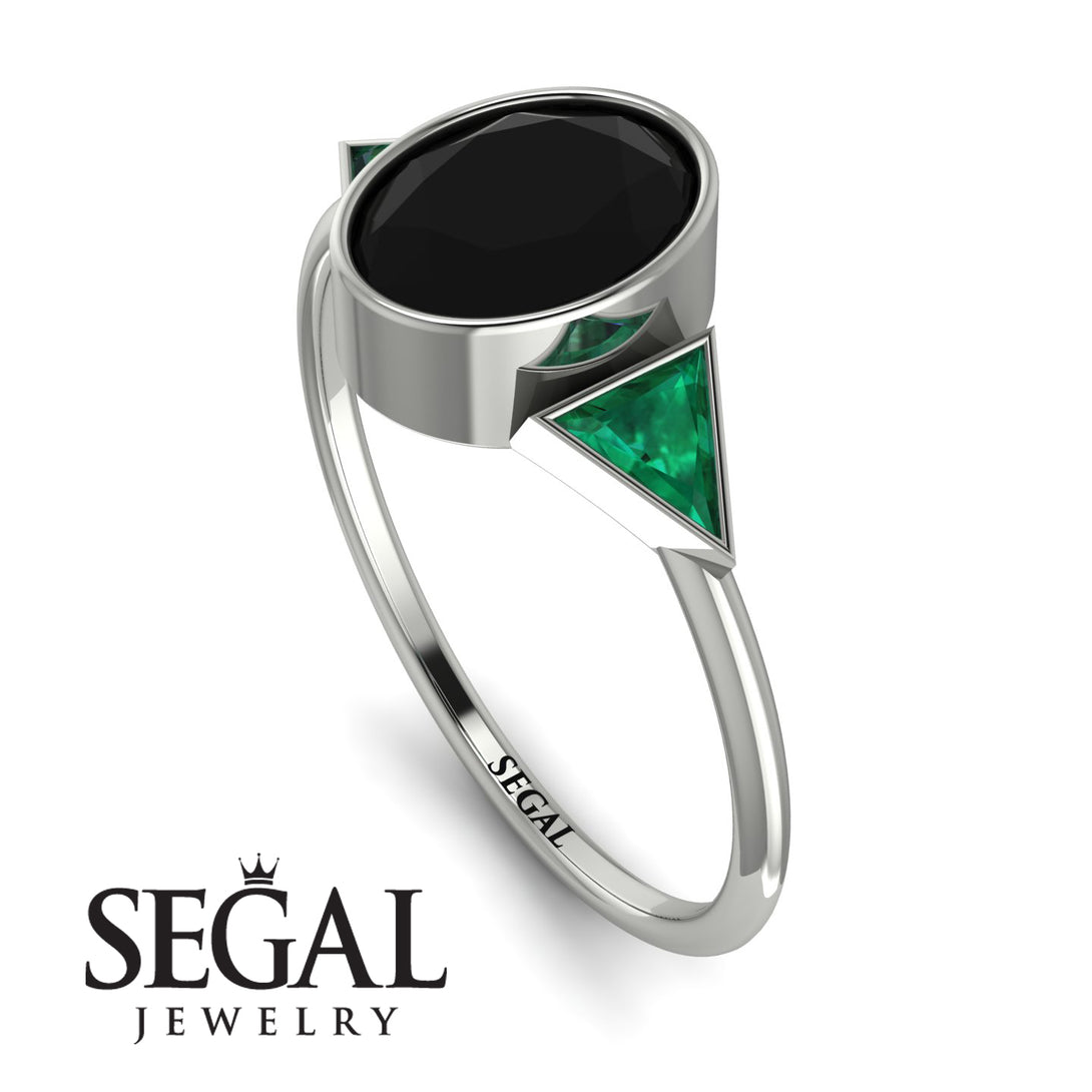 Geometrical Bezel Black Diamond Ring - Trinity No. 36