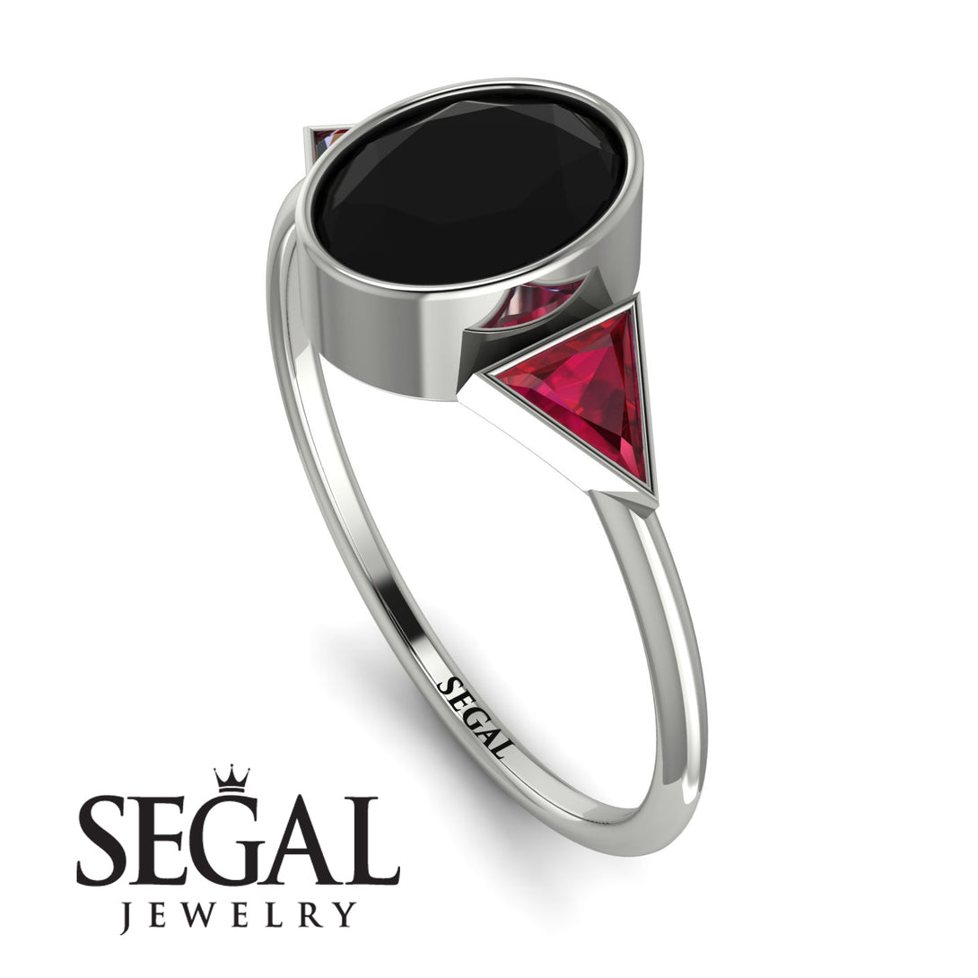 Geometrical Bezel Black Diamond Ring - Trinity No. 42