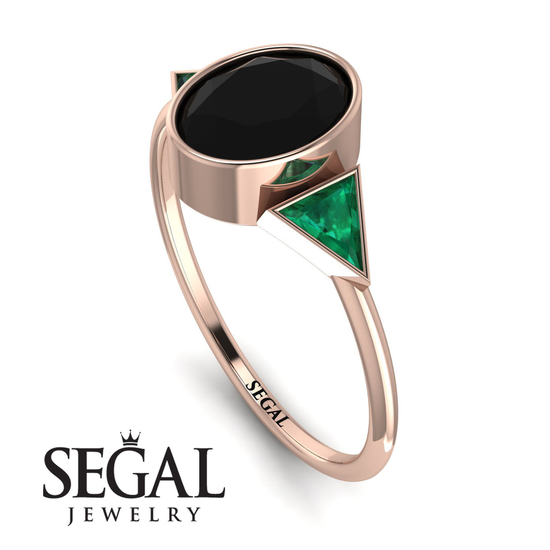 Geometrical Bezel Black Diamond Ring - Trinity No. 35