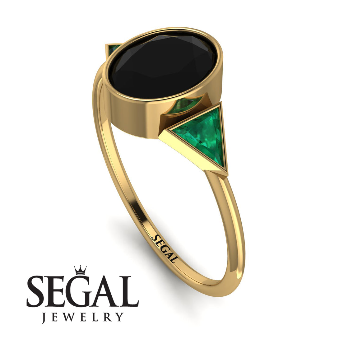 Geometrical Bezel Black Diamond Ring - Trinity No. 34