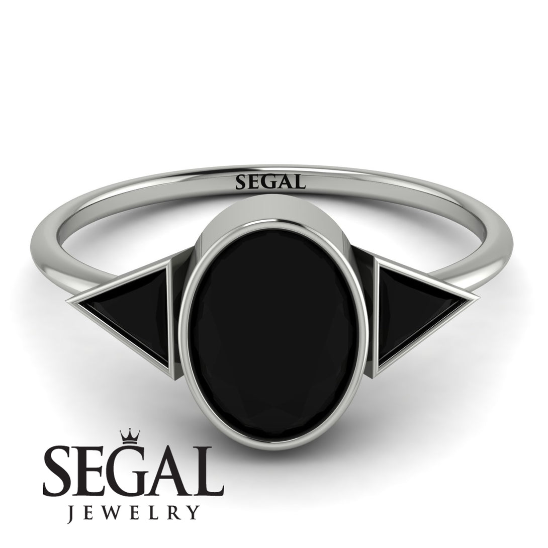 Geometrical Bezel Black Diamond Ring - Trinity No. 39