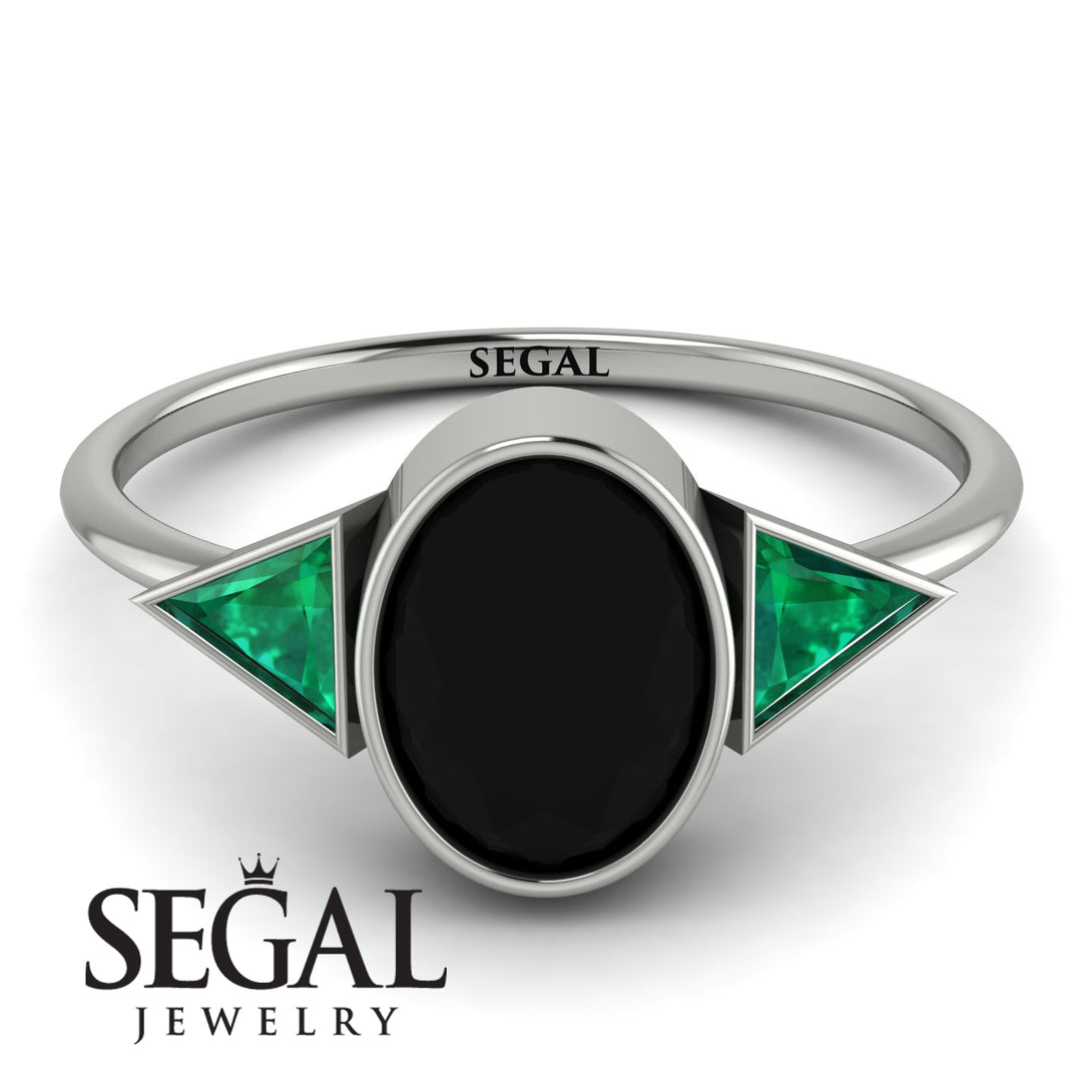 Geometrical Bezel Black Diamond Ring - Trinity No. 36