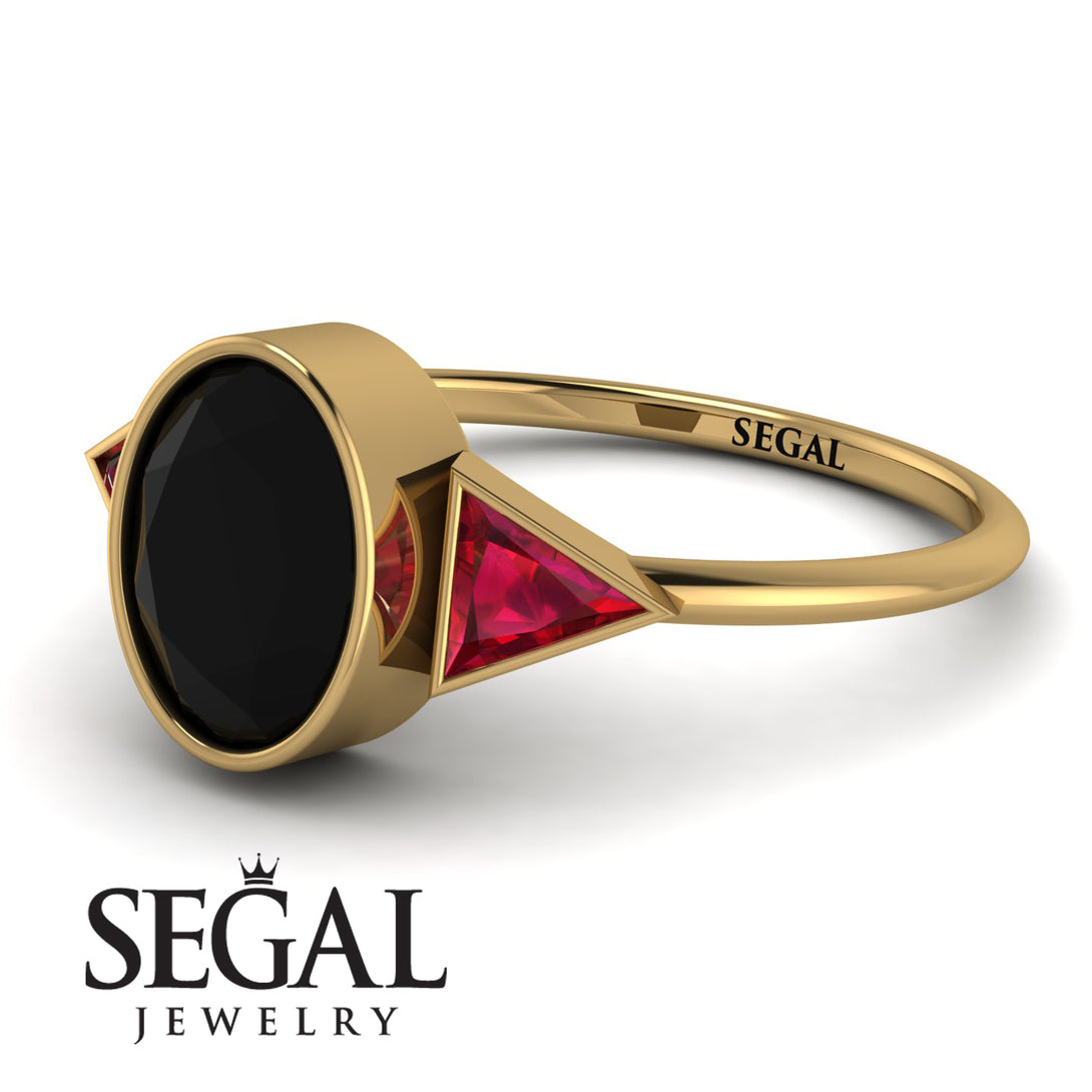 Geometrical Bezel Black Diamond Ring - Trinity No. 40