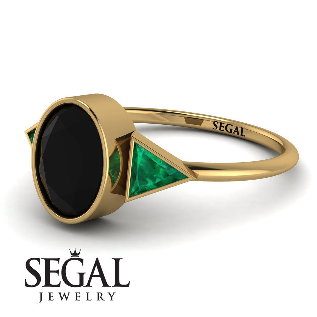 Geometrical Bezel Black Diamond Ring - Trinity No. 34
