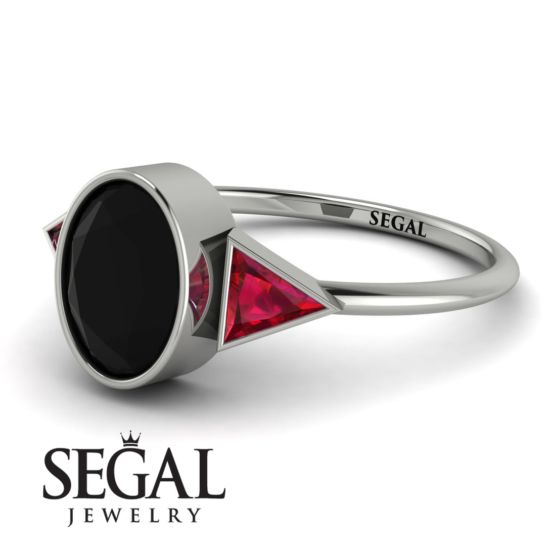 Geometrical Bezel Black Diamond Ring - Trinity No. 42