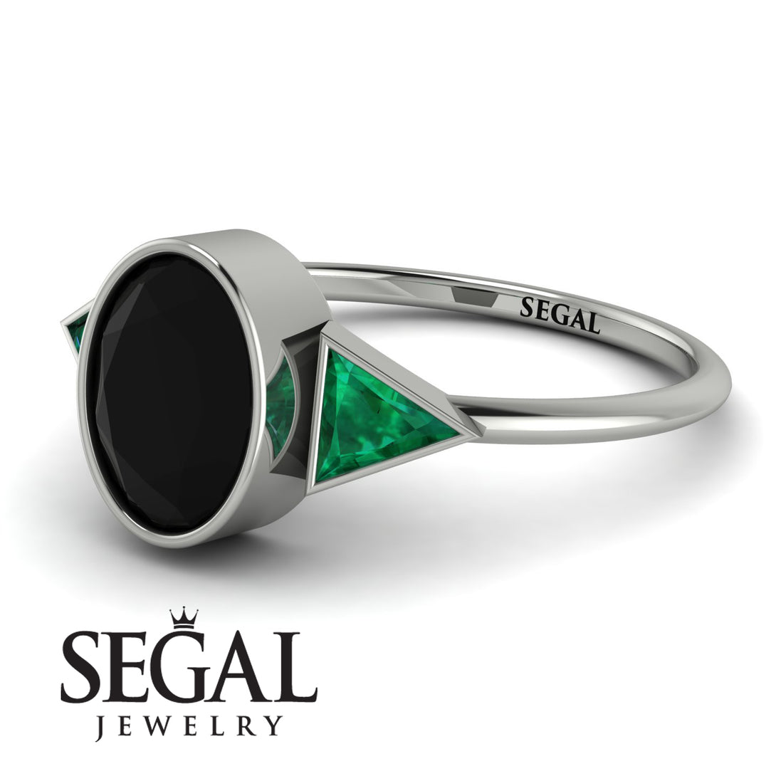 Geometrical Bezel Black Diamond Ring - Trinity No. 36