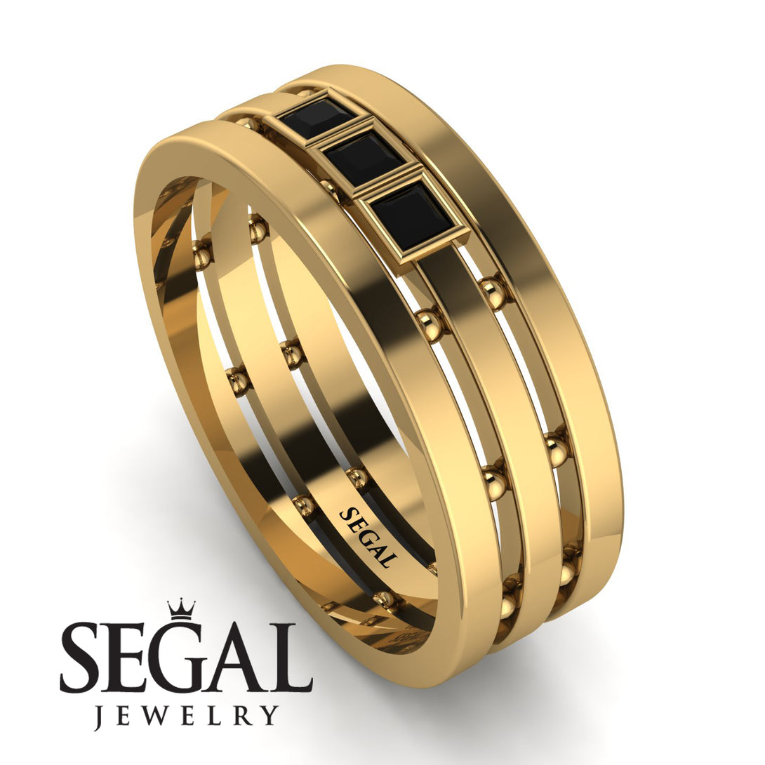 Geometrical Black Diamond Wedding Ring - David No. 7