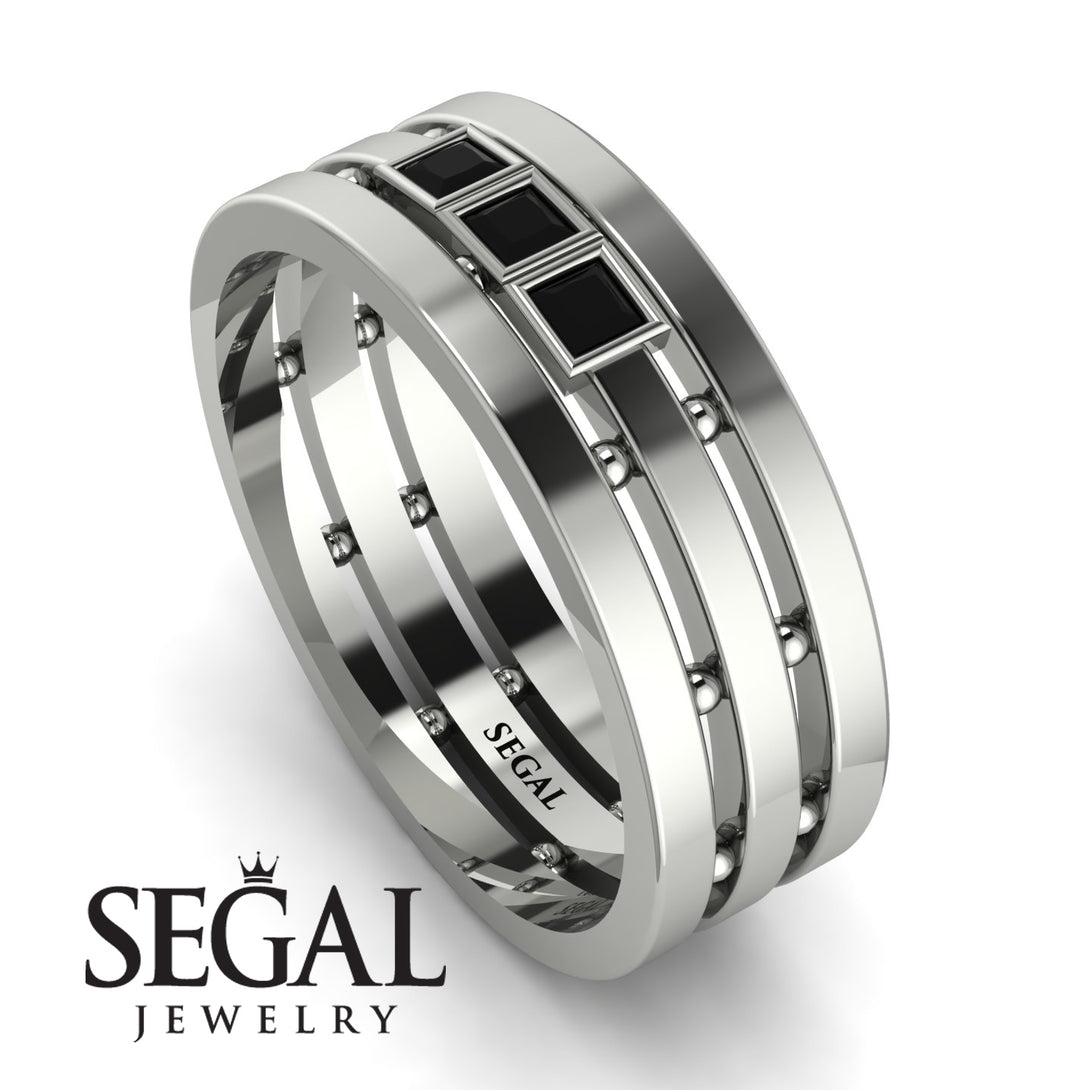 Geometrical Black Diamond Wedding Ring - David No. 9
