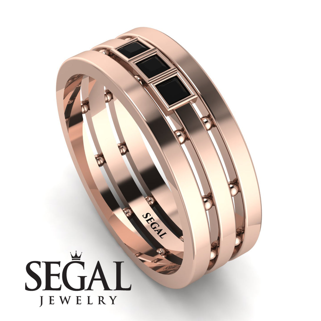 Geometrical Black Diamond Wedding Ring - David No. 8