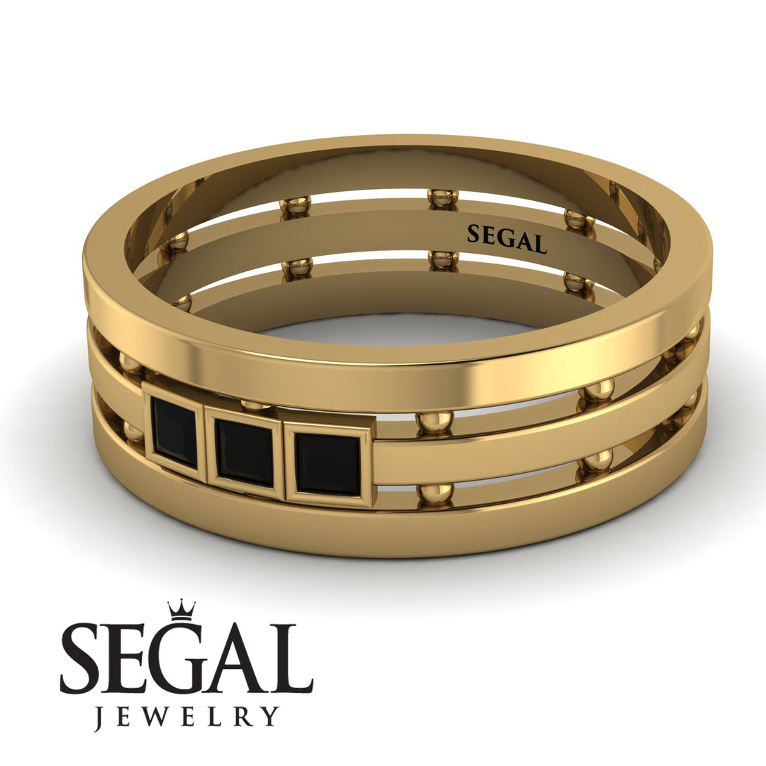 Geometrical Black Diamond Wedding Ring - David No. 7