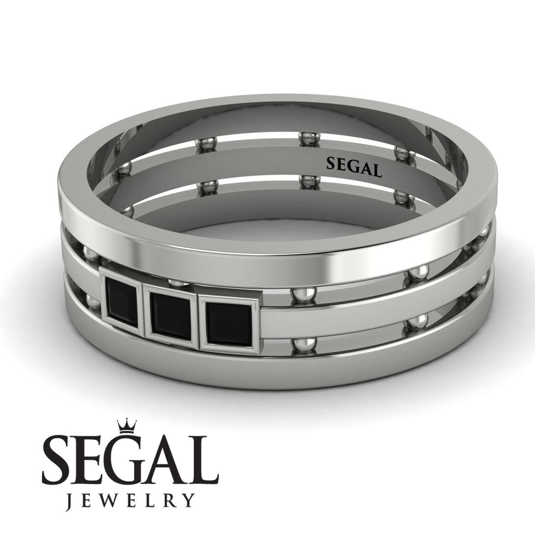 Geometrical Black Diamond Wedding Ring - David No. 9