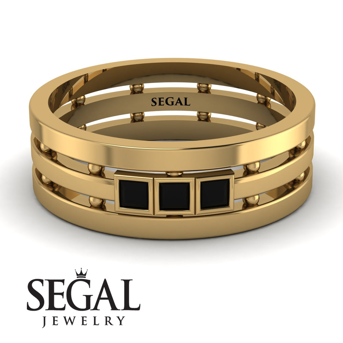 Geometrical Black Diamond Wedding Ring - David No. 7