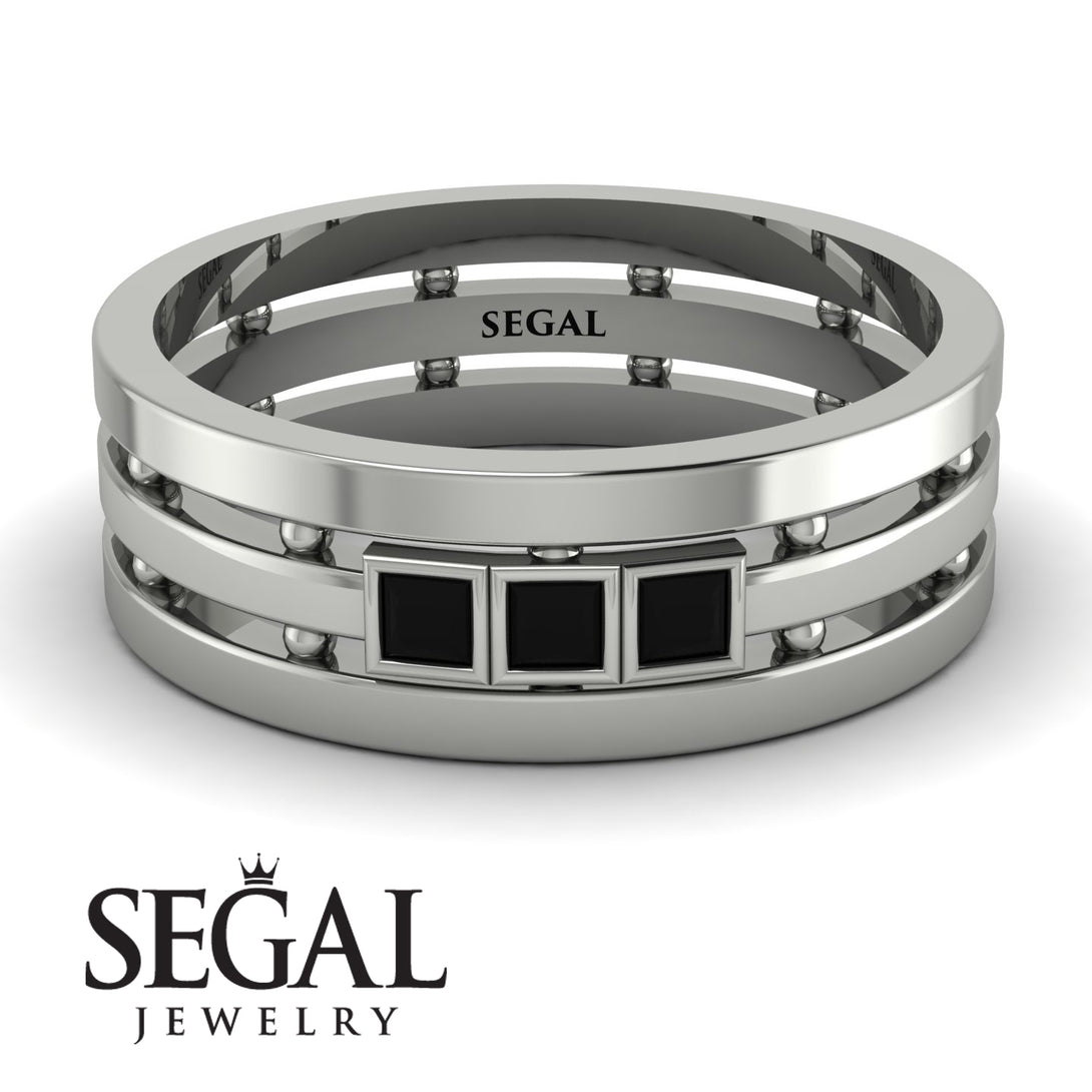 Geometrical Black Diamond Wedding Ring - David No. 9