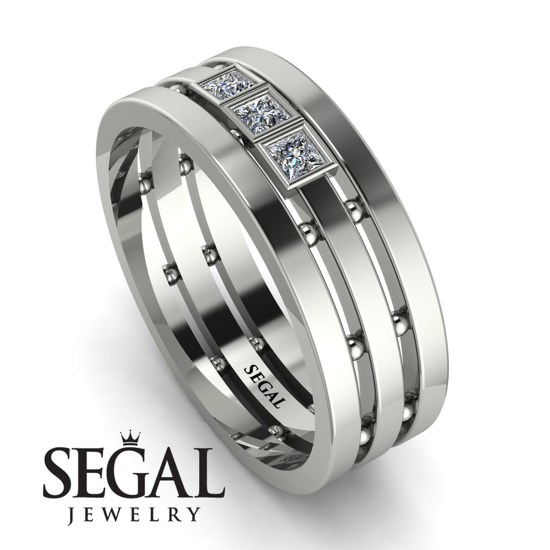 Geometrical Diamond Wedding Ring - David No. 3