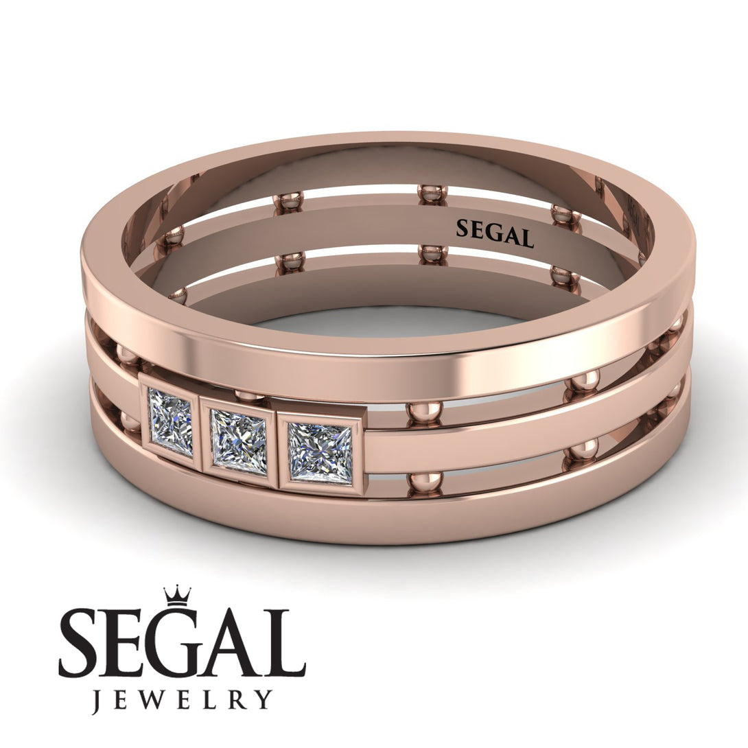 Geometrical Diamond Wedding Ring - David No. 2