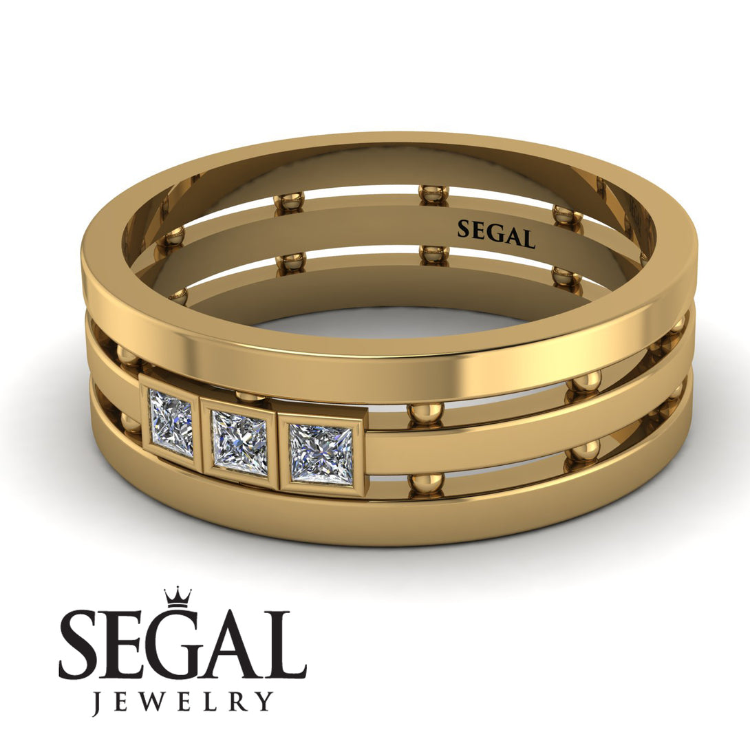 Geometrical Diamond Wedding Ring - David No. 1