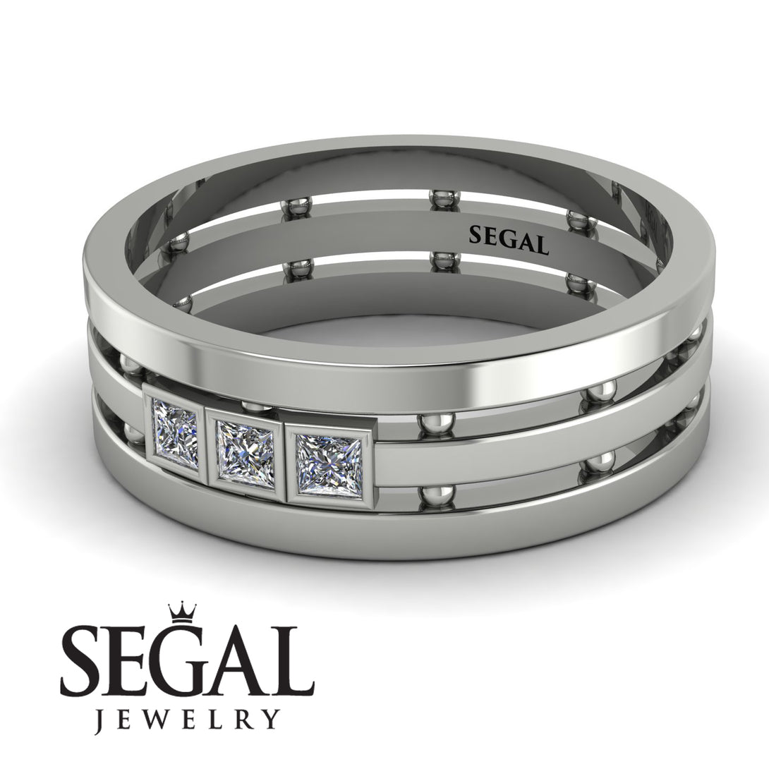 Geometrical Diamond Wedding Ring - David No. 3