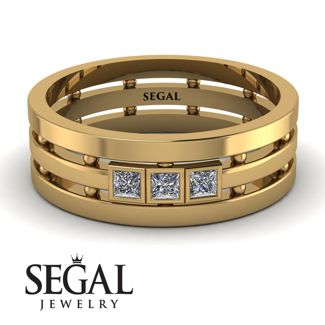 Geometrical Diamond Wedding Ring - David No. 1