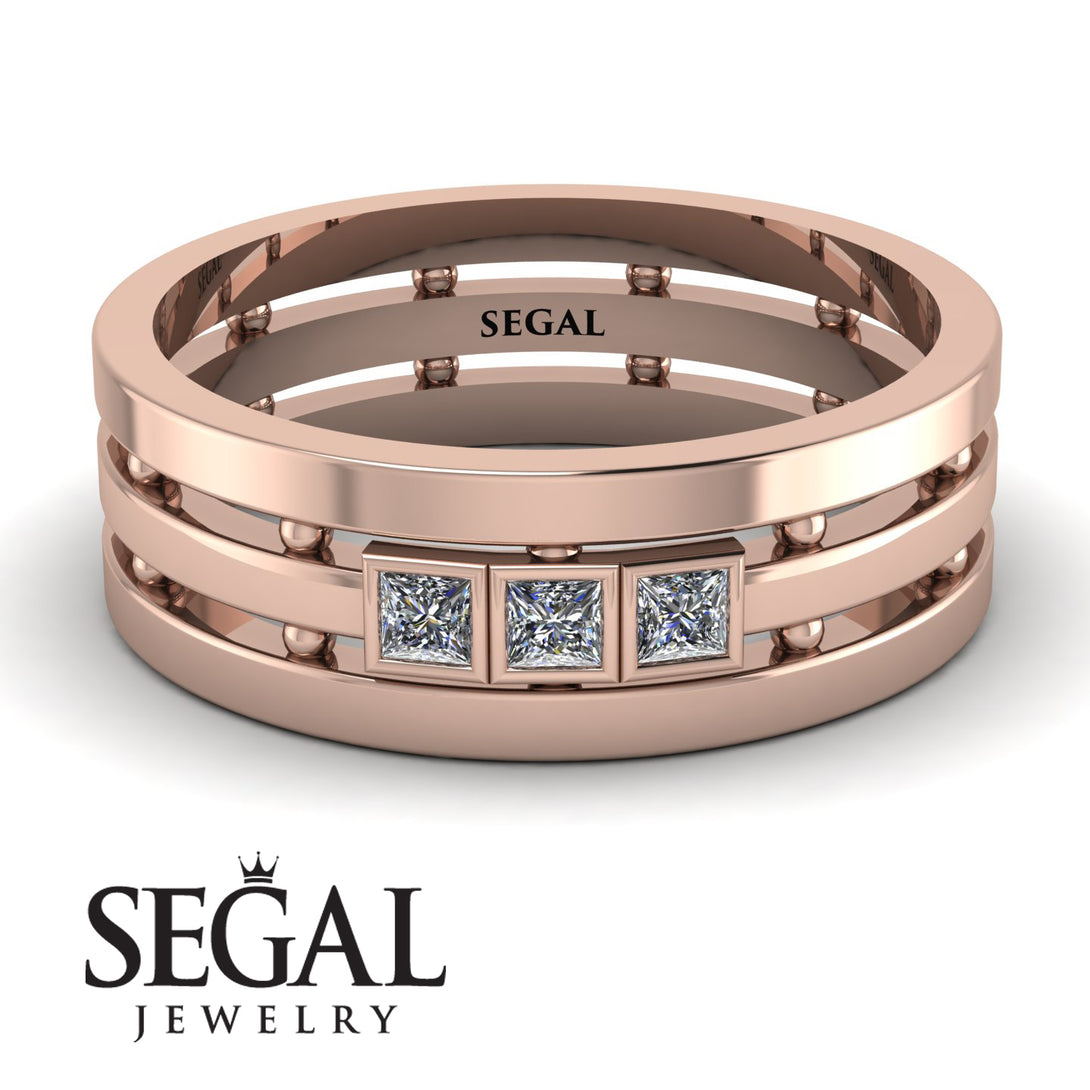 Geometrical Diamond Wedding Ring - David No. 2