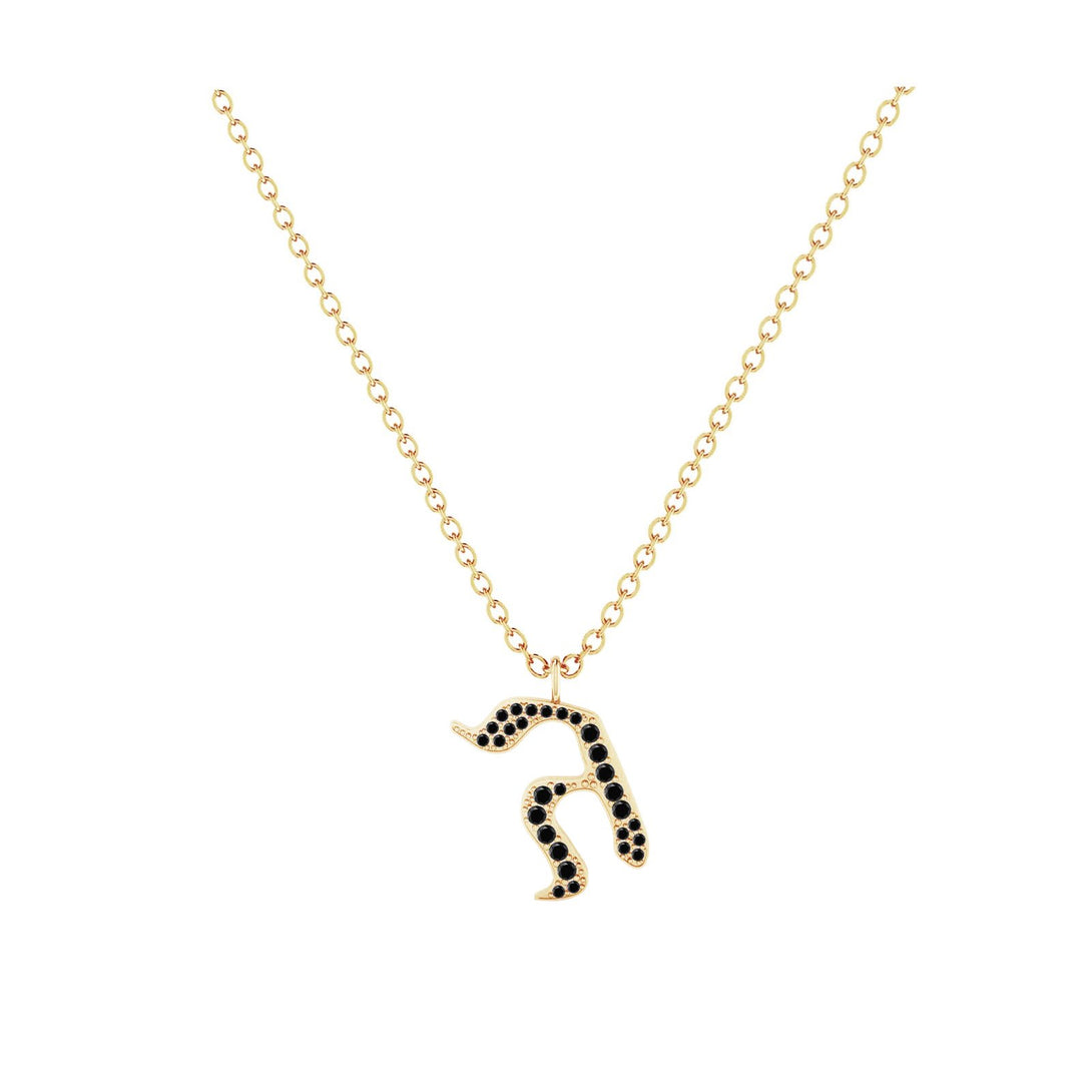 Gimel - Hebrew Alef-Bet letter diamond Necklace - G letter