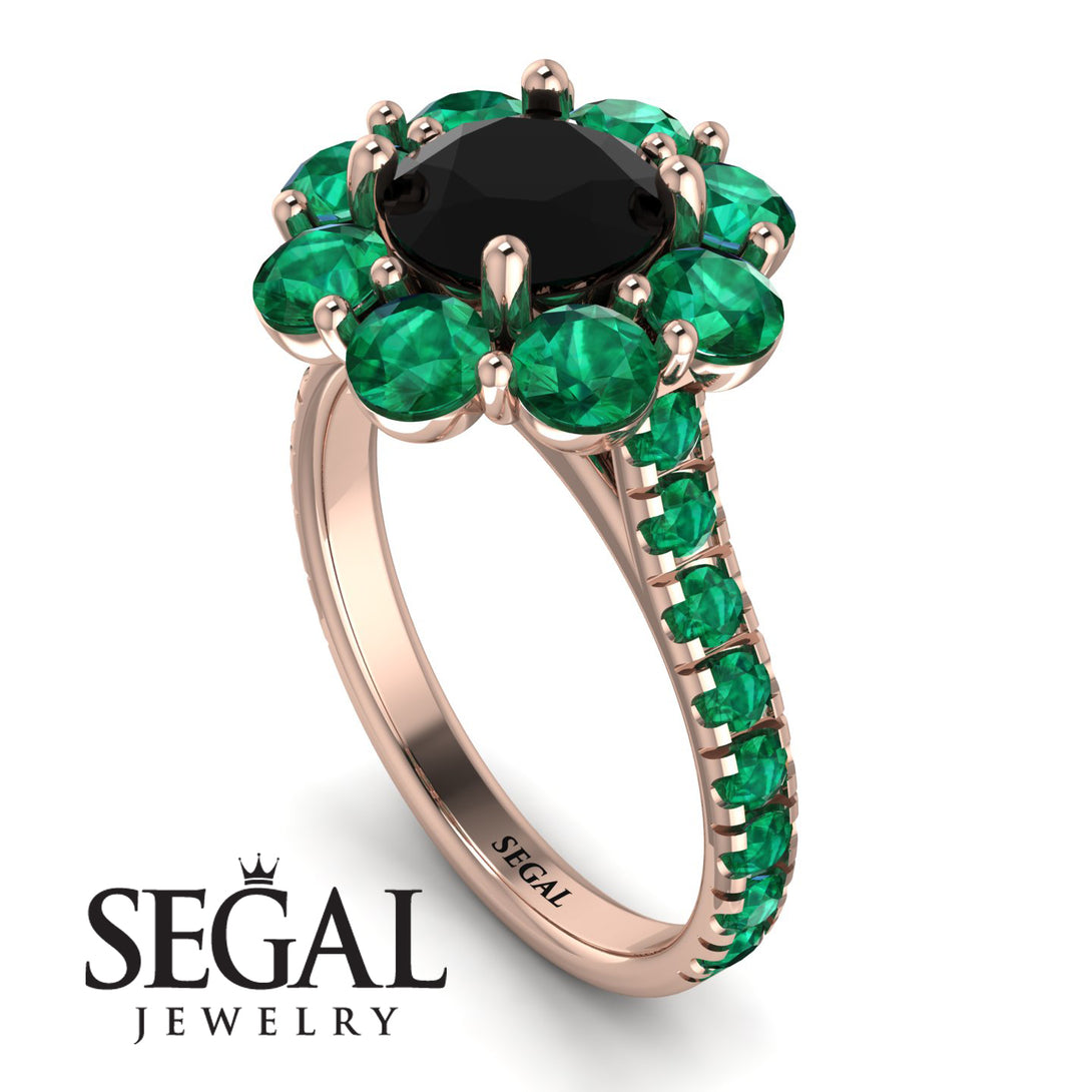 Glamorous Black Diamond Halo Engagement Ring - Amaya No. 23