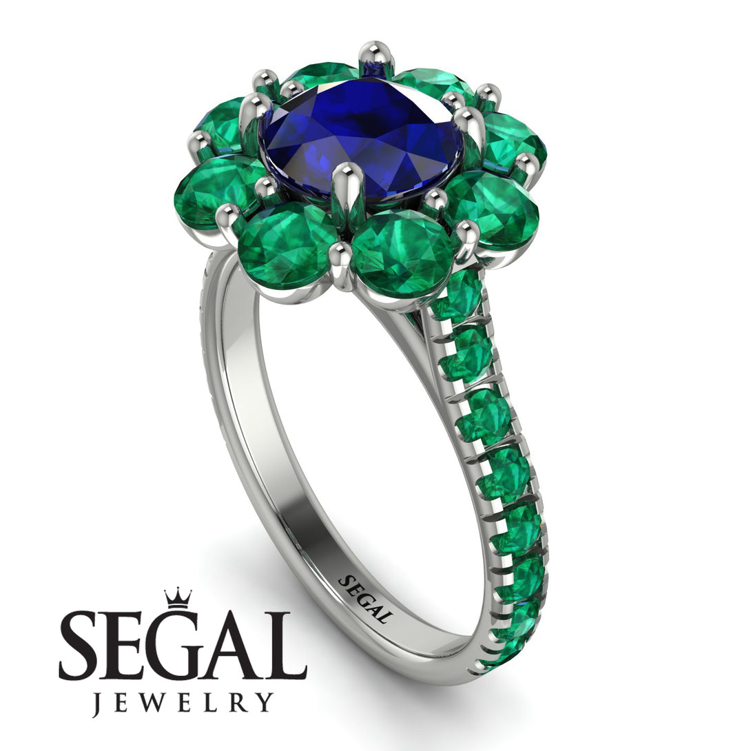 Glamorous Sapphire Halo Engagement Ring - Amaya No. 30