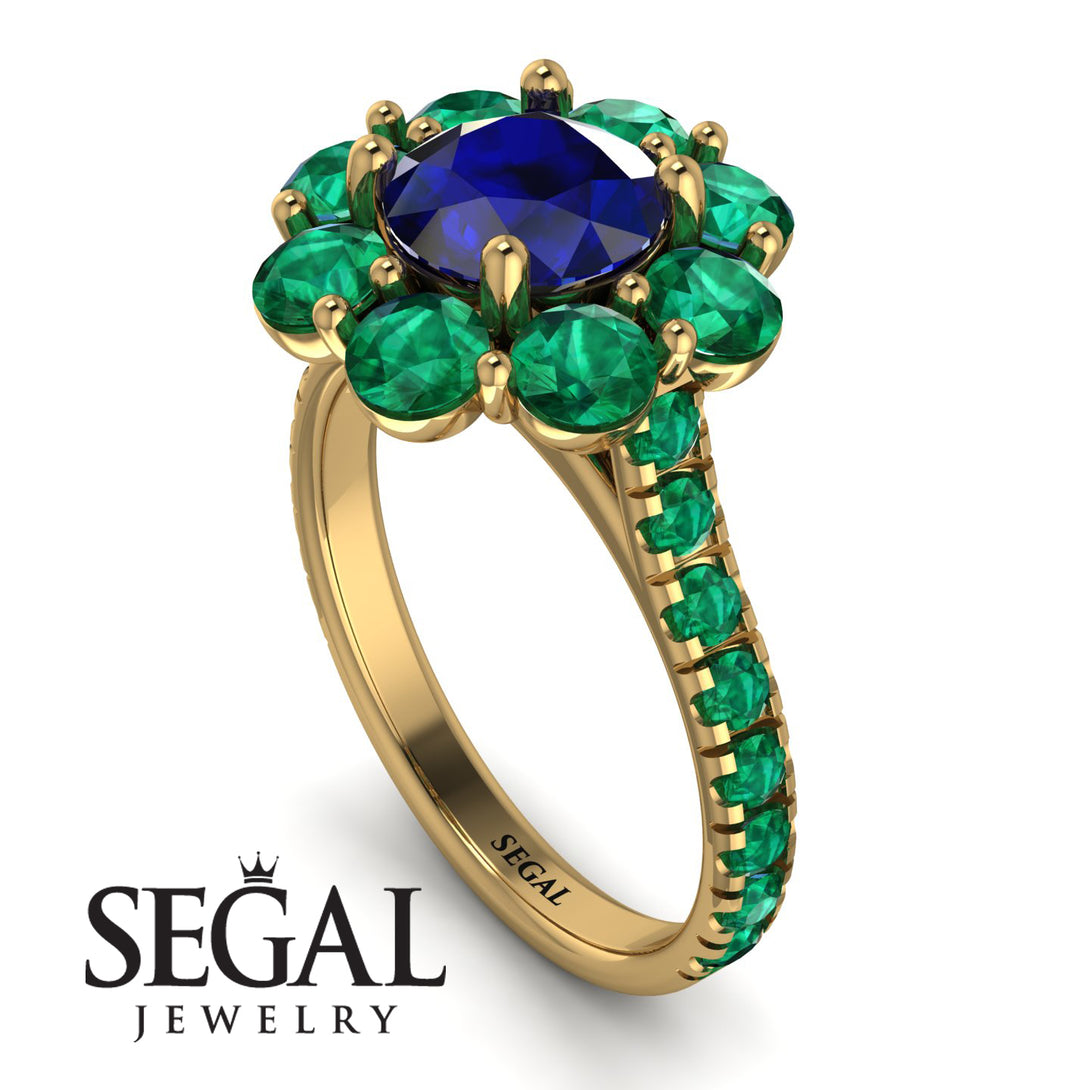 Glamorous Sapphire Halo Engagement Ring - Amaya No. 28
