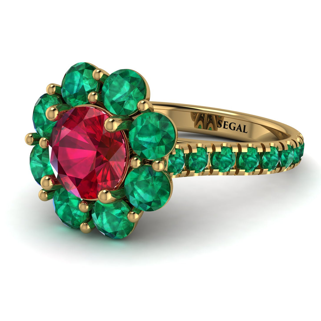 Glamorous Ruby Halo Engagement Ring - Amaya No. 25