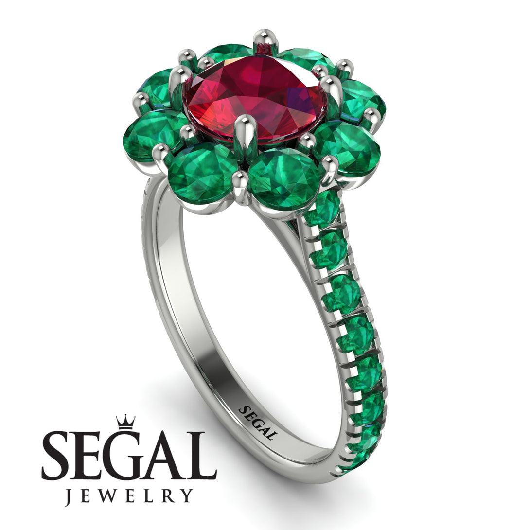 Glamorous Ruby Halo Engagement Ring - Amaya No. 27
