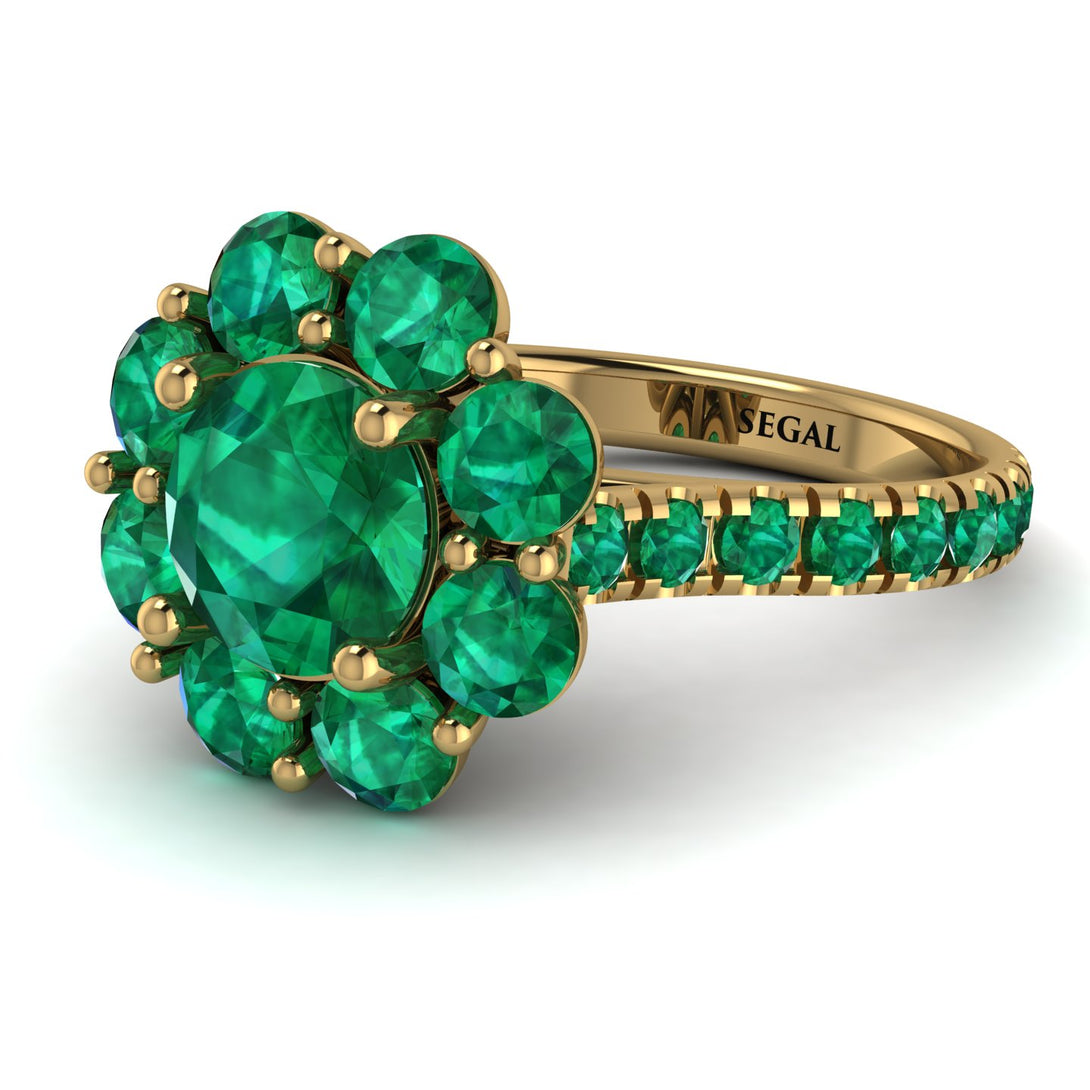 Glamorous Emerald Halo Engagement Ring - Amaya No. 19