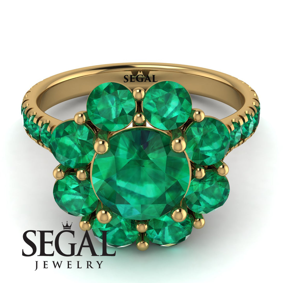 Glamorous Emerald Halo Engagement Ring - Amaya No. 19