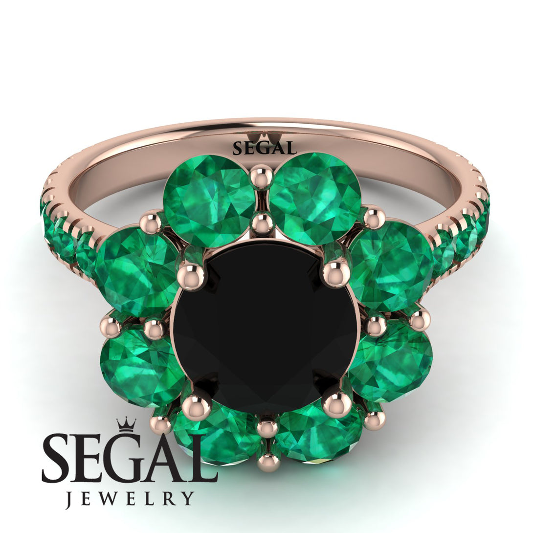 Glamorous Black Diamond Halo Engagement Ring - Amaya No. 23