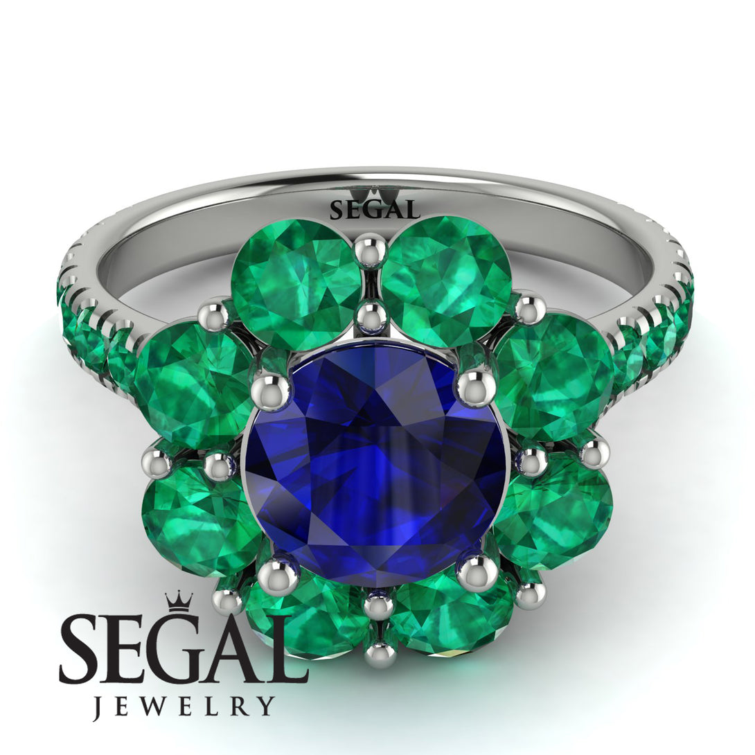Glamorous Sapphire Halo Engagement Ring - Amaya No. 30