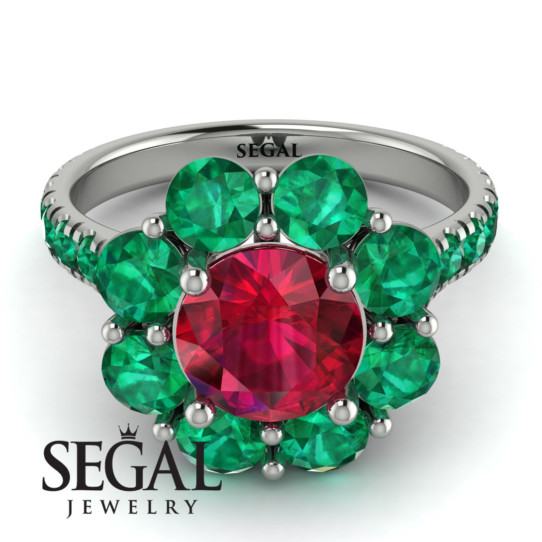 Glamorous Ruby Halo Engagement Ring - Amaya No. 27
