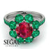 Glamorous Ruby Halo Engagement Ring - Amaya No. 27