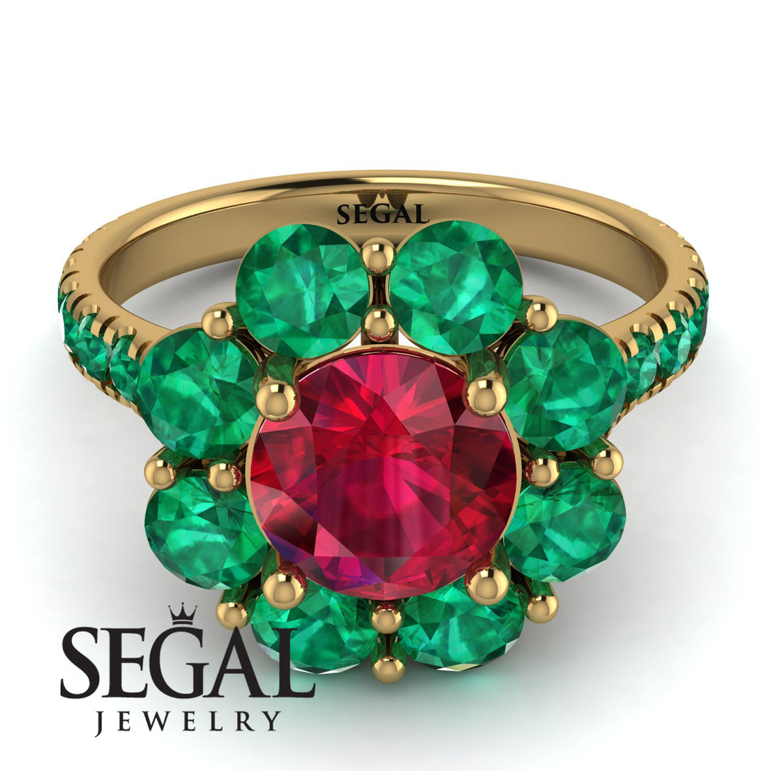Glamorous Ruby Halo Engagement Ring - Amaya No. 25