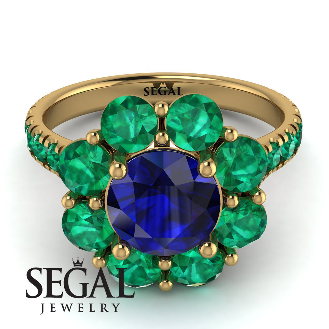 Glamorous Sapphire Halo Engagement Ring - Amaya No. 28
