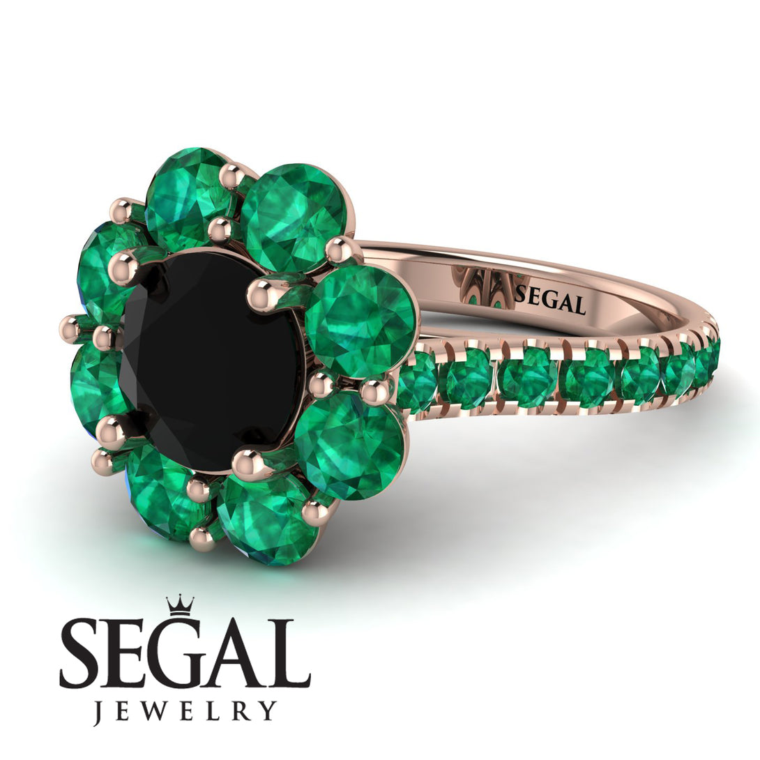 Glamorous Black Diamond Halo Engagement Ring - Amaya No. 23