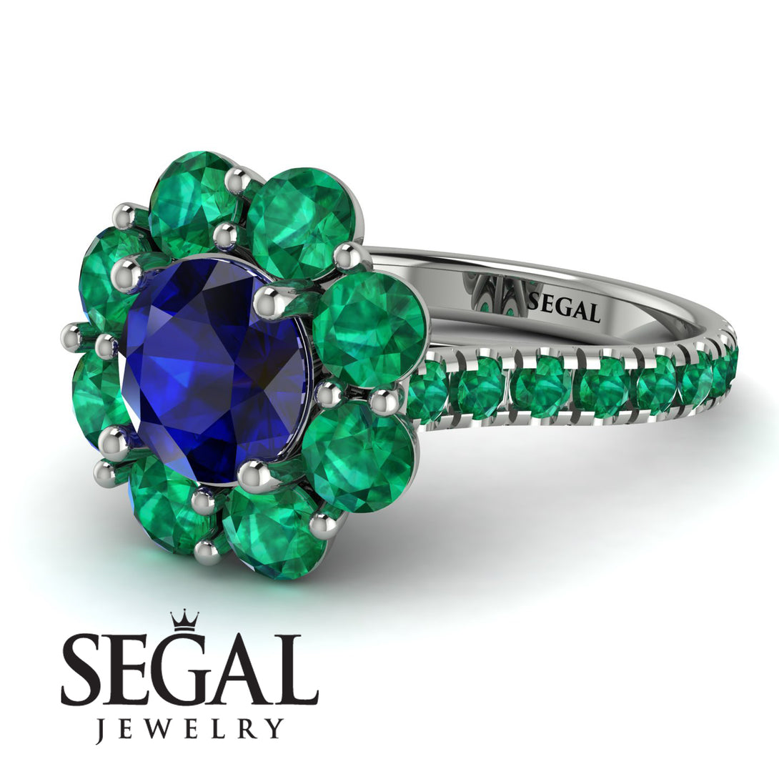 Glamorous Sapphire Halo Engagement Ring - Amaya No. 30